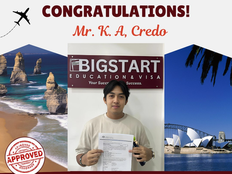 AUSTRALIA: STUDENT VISA GRANTED - MR. K. A., CREDO (Subclass 500)