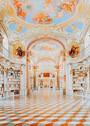 golden and white design library