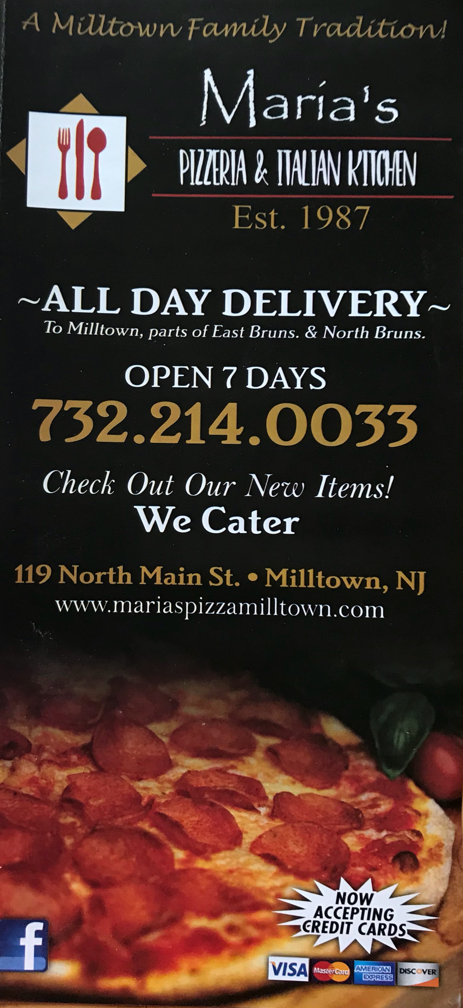 Menu Mariaspizzamilltown