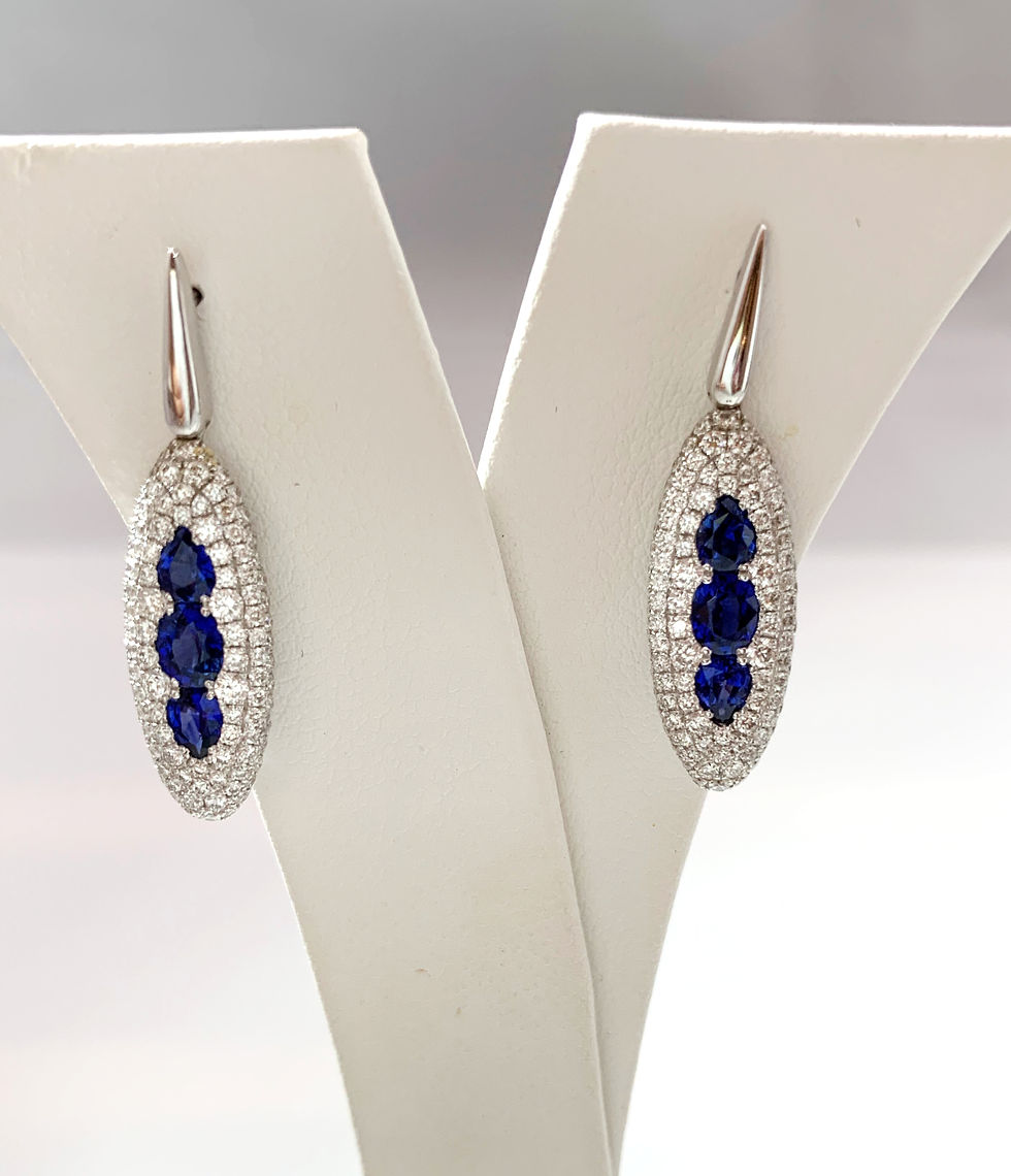 Thumbnail: Sapphire and Diamond Oblong Earrings