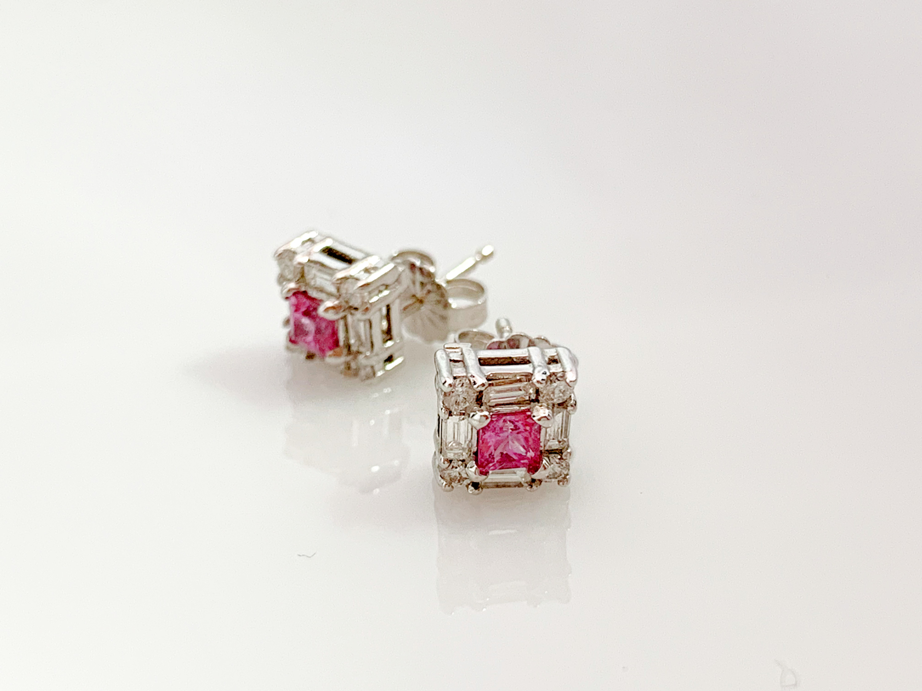 Pink Sapphire & Diamond Earrings