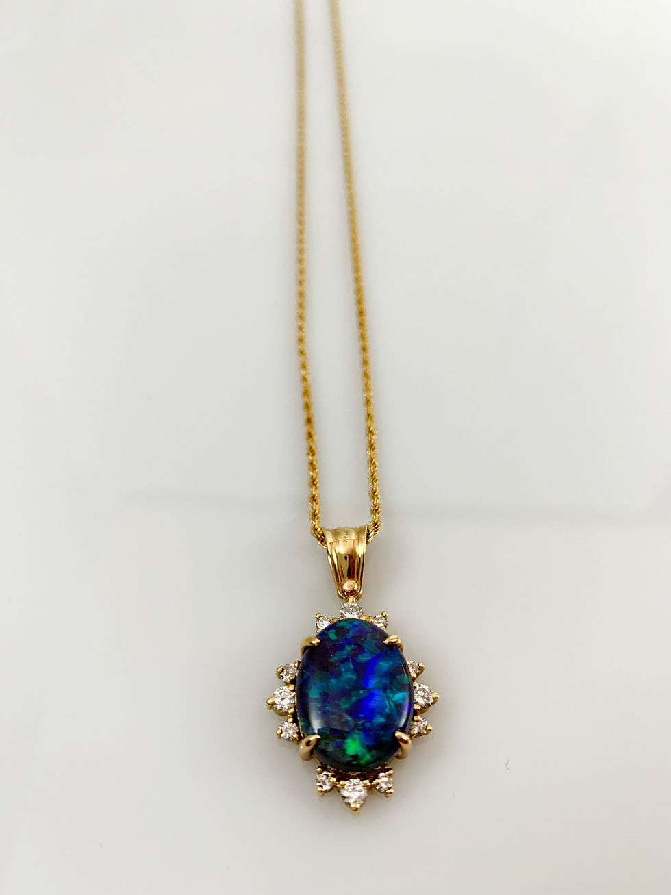 Thumbnail: black opal pendant diamonds yellow gold