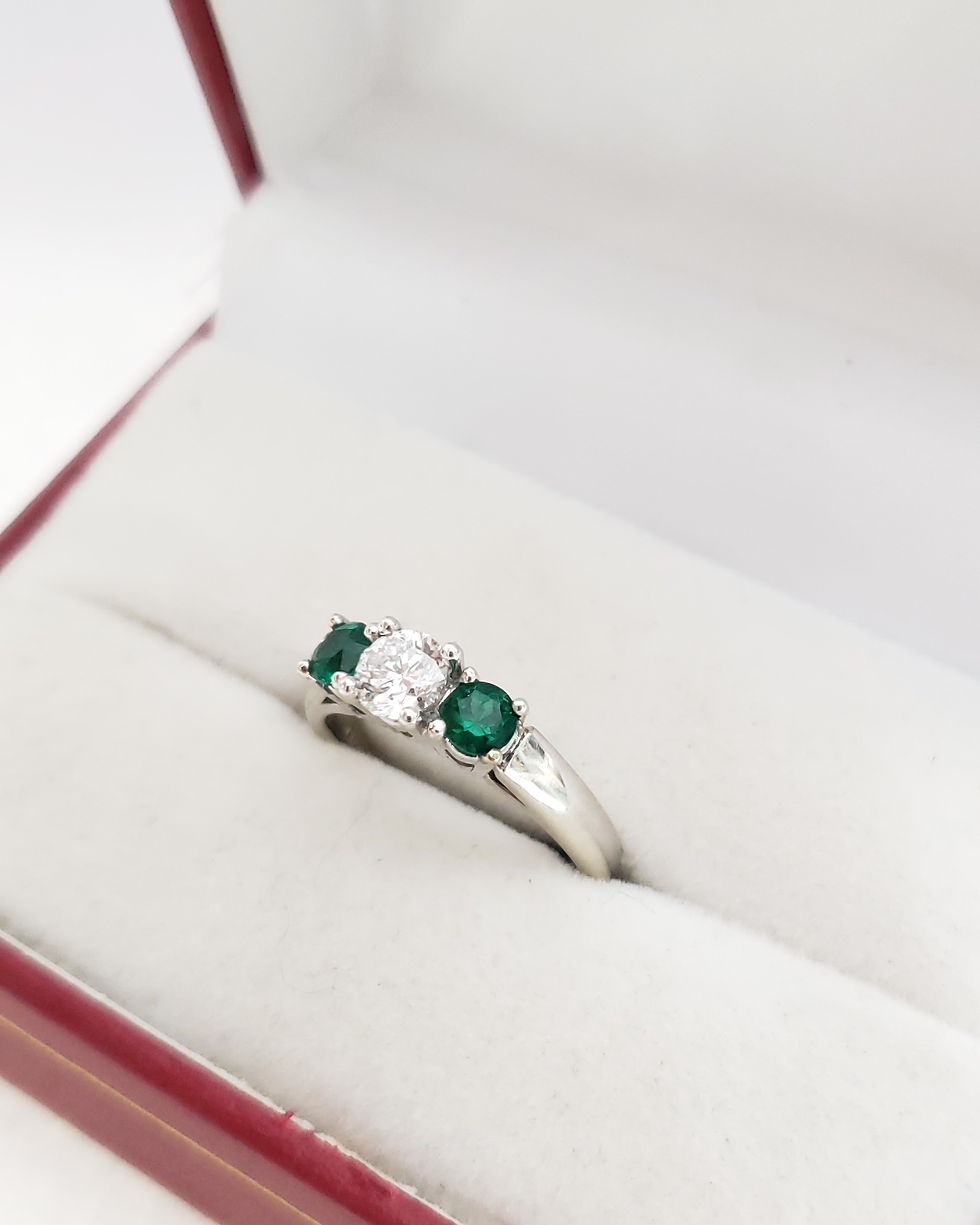 Thumbnail: 14kt Emerald and Diamond Trinity