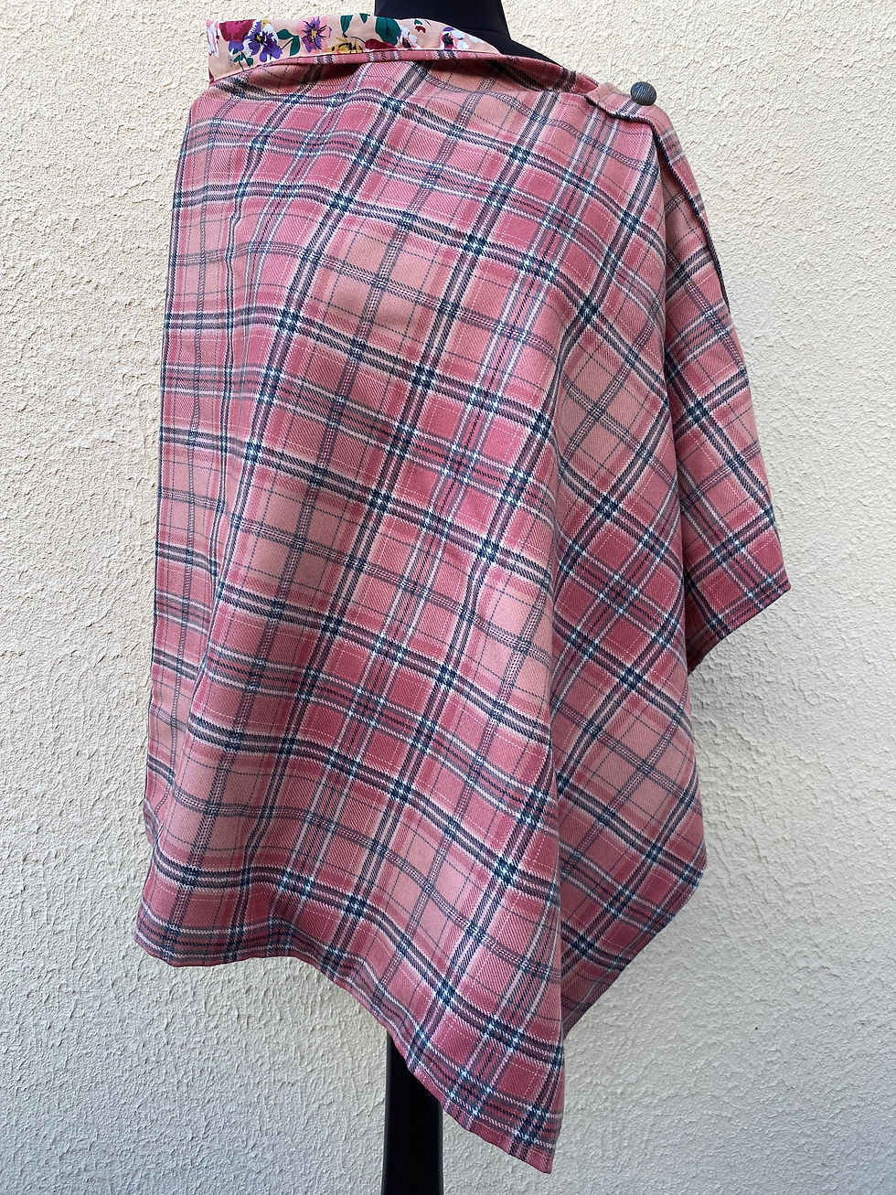 Pink Check Poncho
