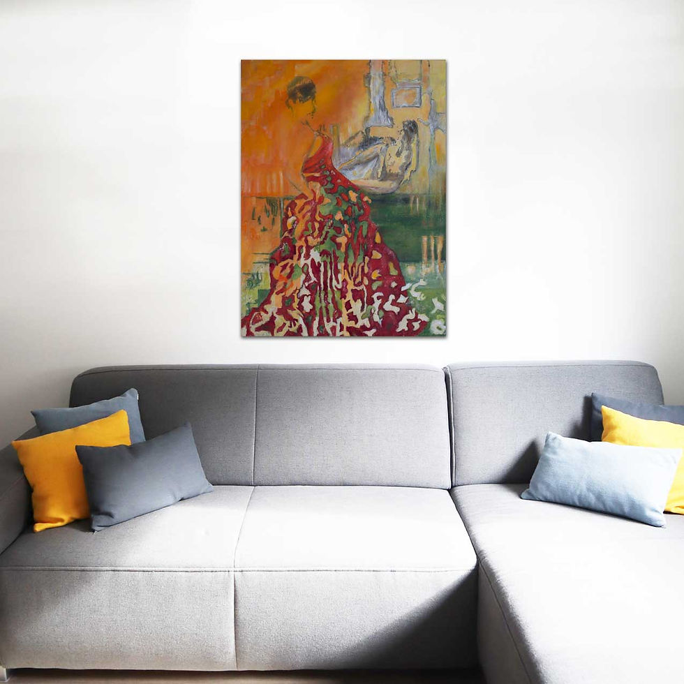 Miniaturbild: Öl-Gemälte "Frau in Rot" 90 x 120 cm