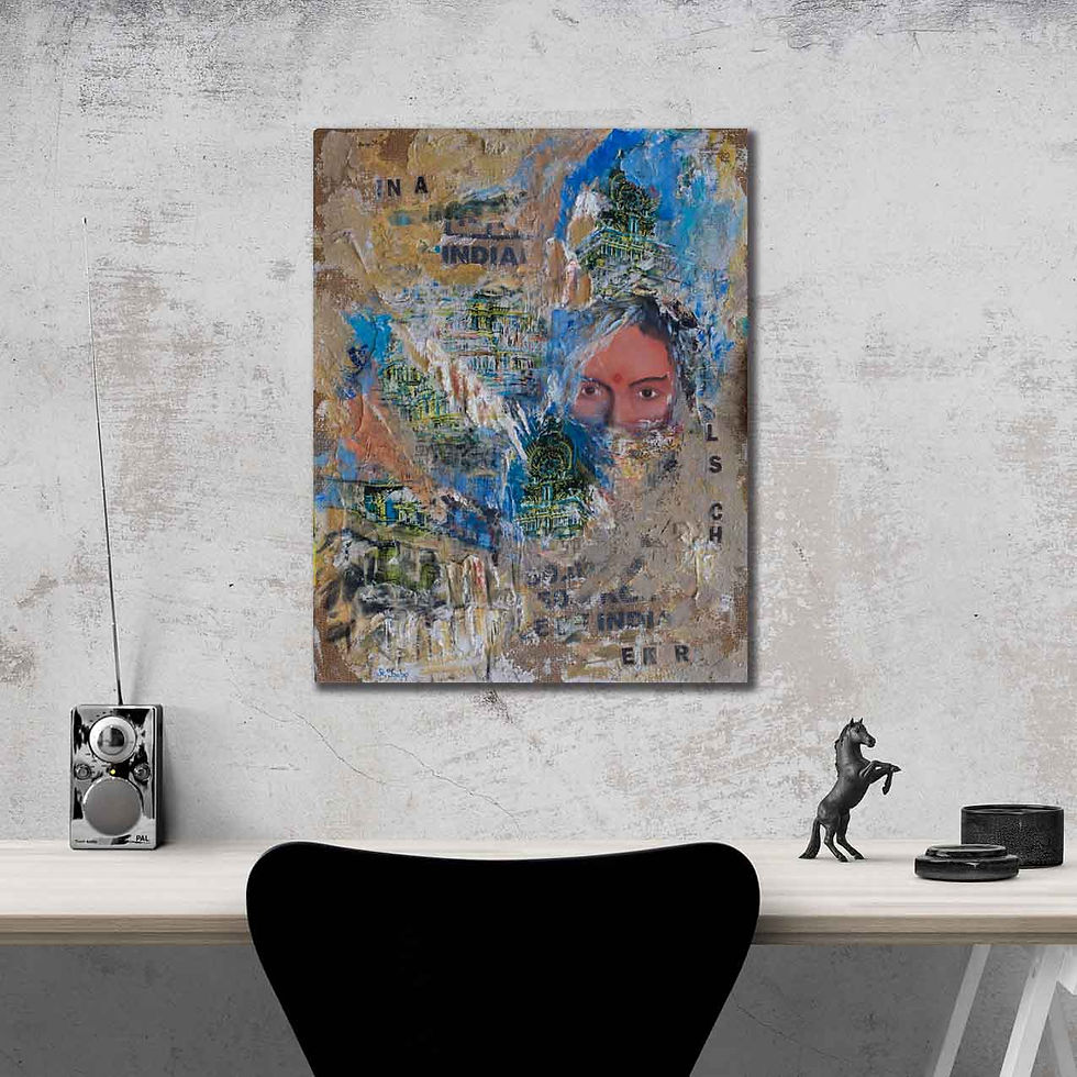 Miniaturbild: Spachtelbild Portrait "Indien" 65 x 80 cm