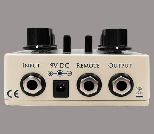 Rear panel of the HeadRoom Mini showcasing stereo input/output jacks and remote switch input.