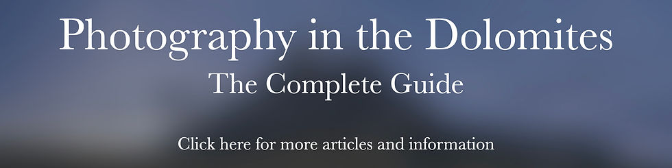 A link to a set of a webpages that form a complete photography guide to the Dolomites