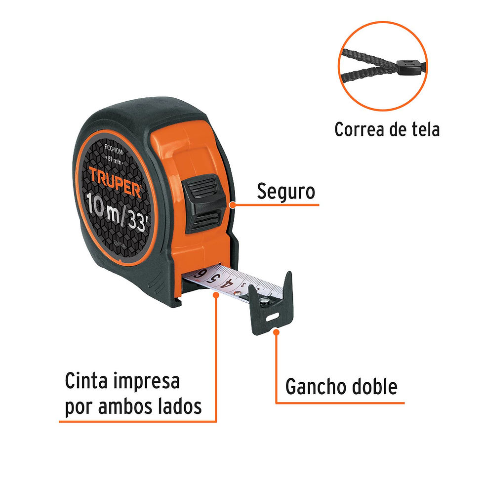 Miniatura: Flexómetro compacto 10 m con grip, cinta 25 mm, Truper