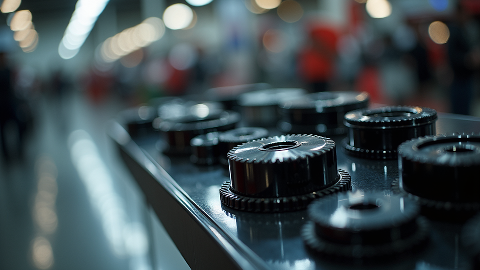 Close-up view of high-quality automotive parts on display