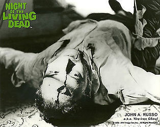 "NIGHT OF THE LIVING DEAD" PHOTO #1 - JOHN RUSSO AS TIRE-IRON ZOMBIE -- AUTOGRAPHED BY RUSSO