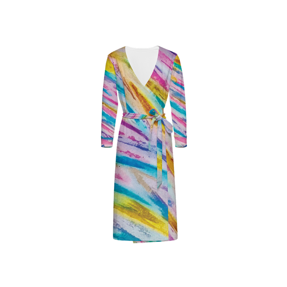 Women’s ¾ Sleeve Wrap Dress lightly splashed