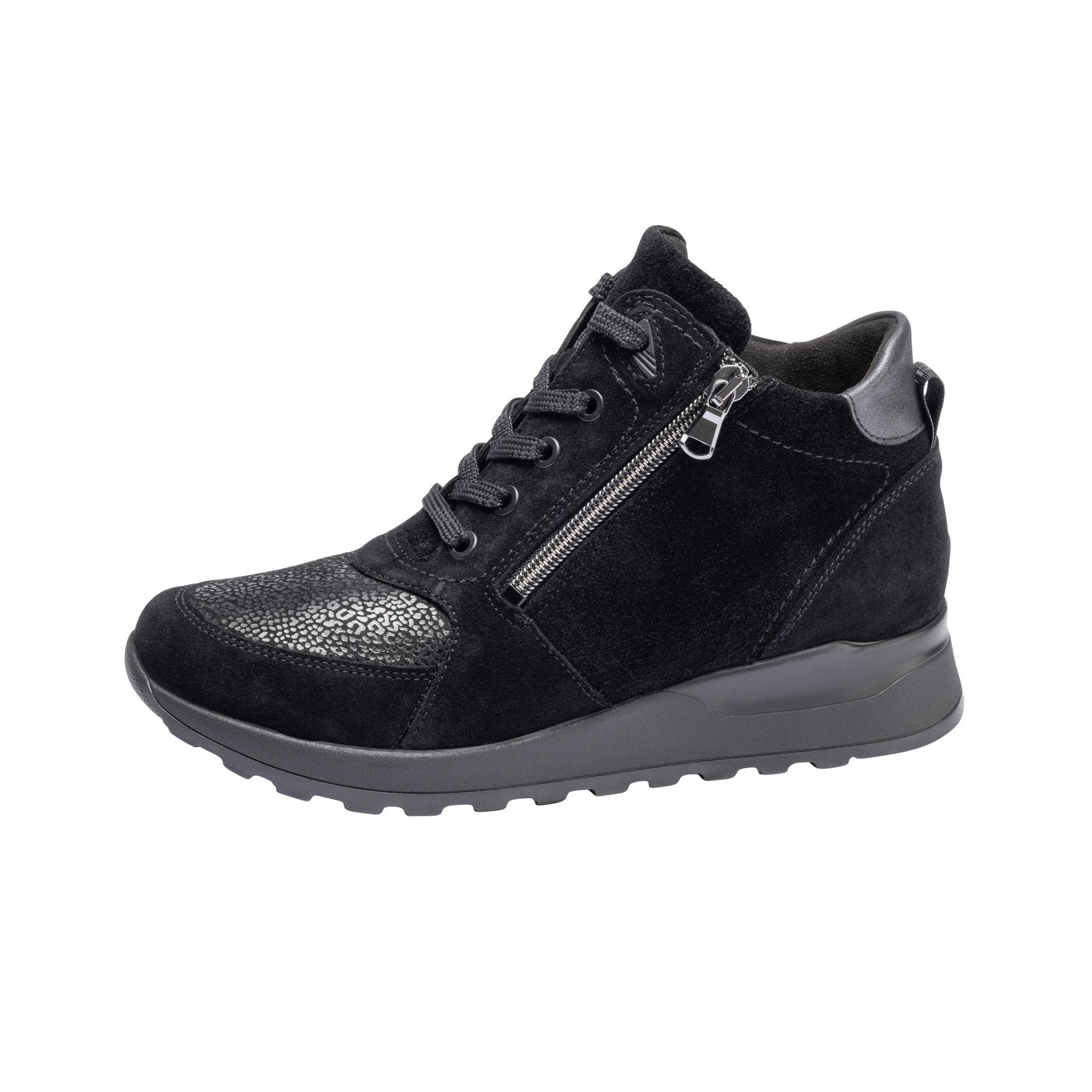 Waldläufer® Damen Boot Halbschuh Hiroko in schwarz (bronx) mit Reißverschluss