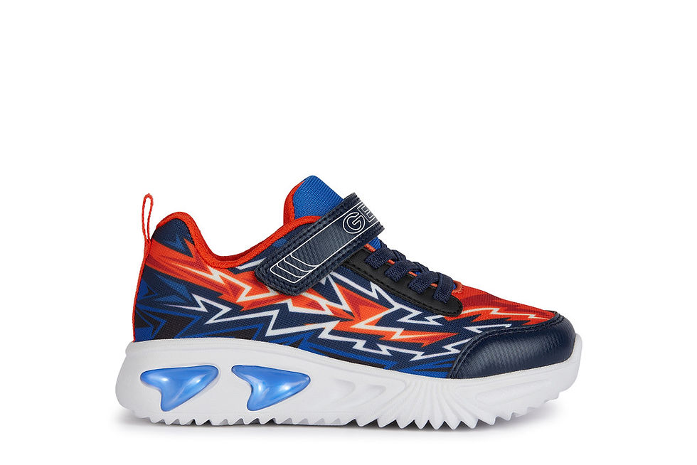 Miniature : Geox® Kinder-Jungen Sneaker Junior ASSISTER (BLINKIE) in navy/orange (flash)