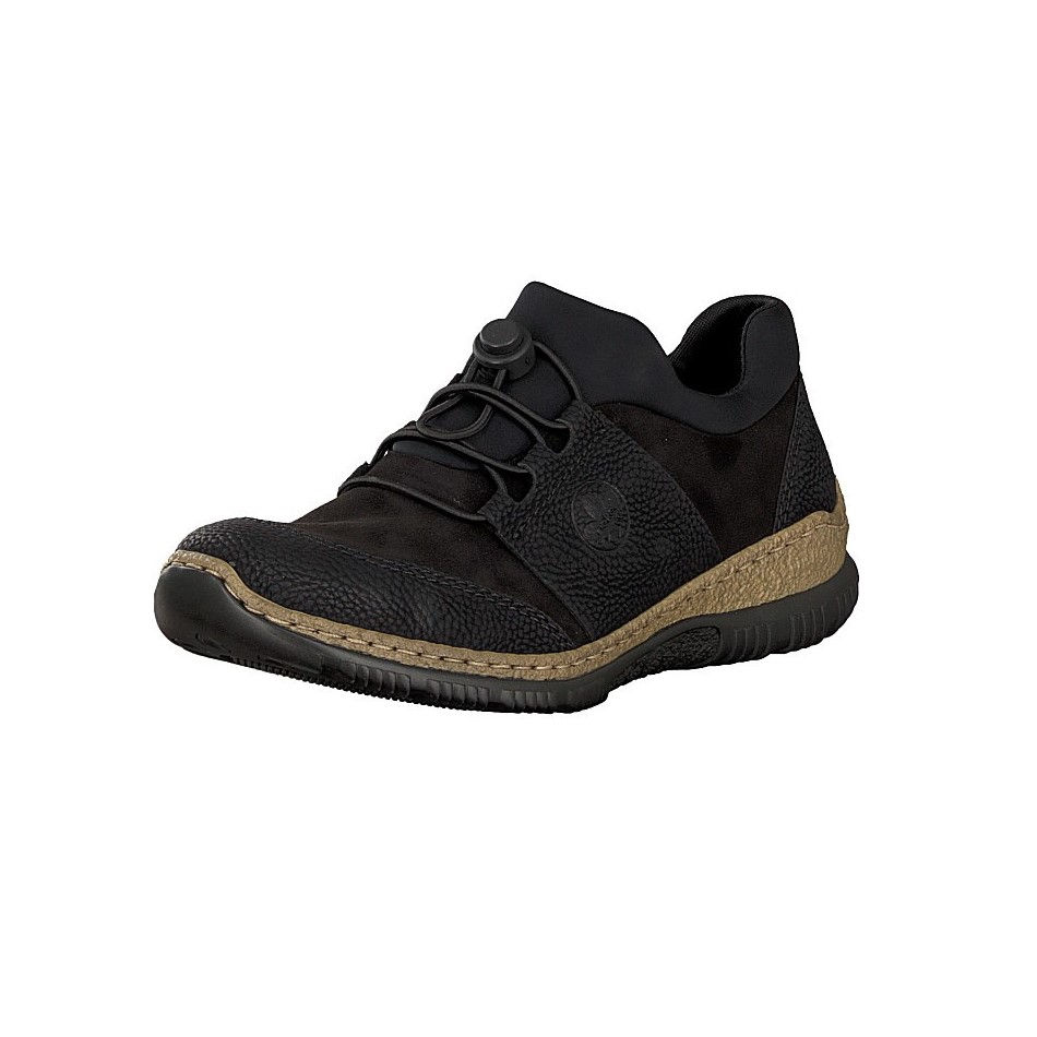 Rieker Damenslipper mit Reißverschluss und Gummizug in schwarz