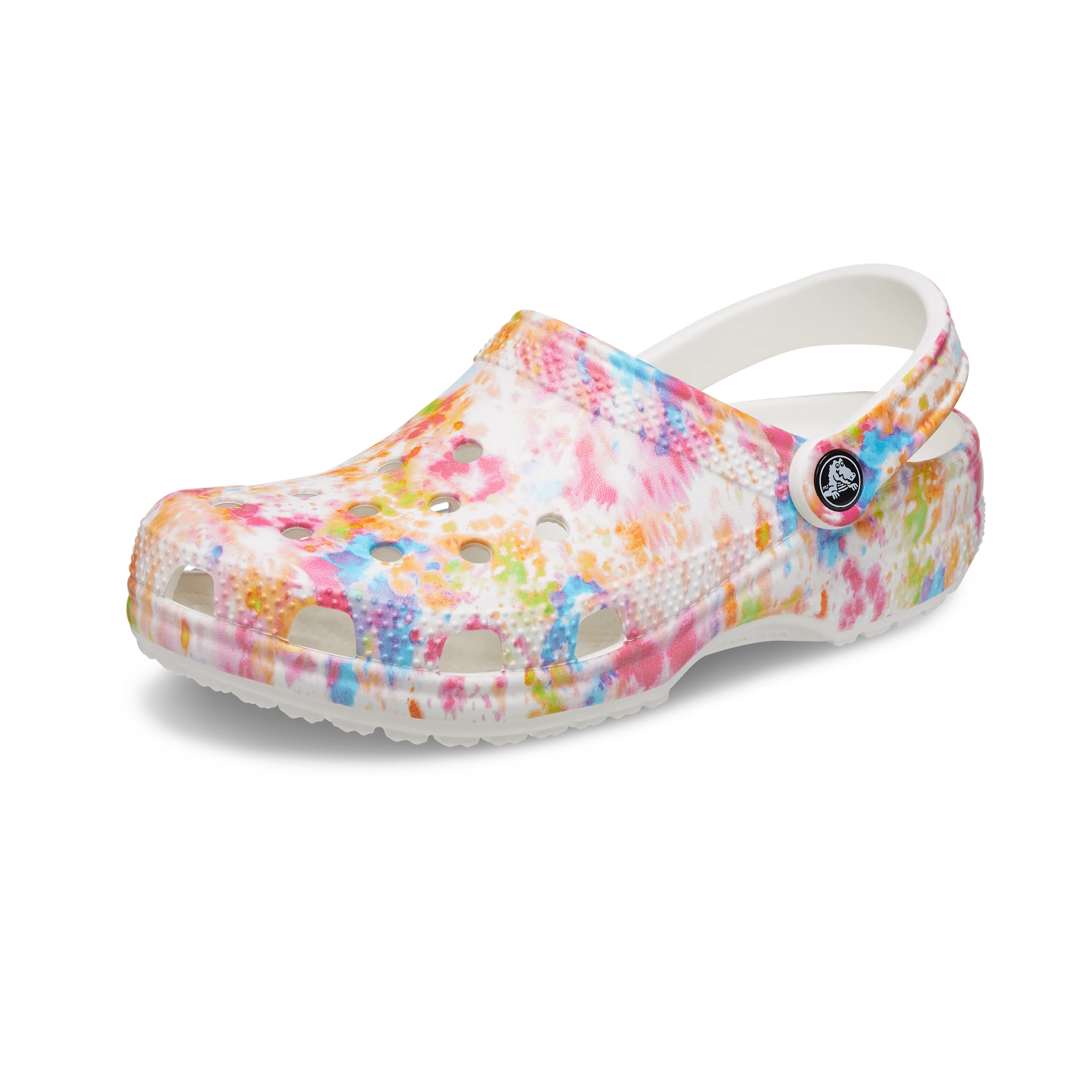 Crocs Classic Tie-Dye Graphic Clog in Orange Zing/Multi
