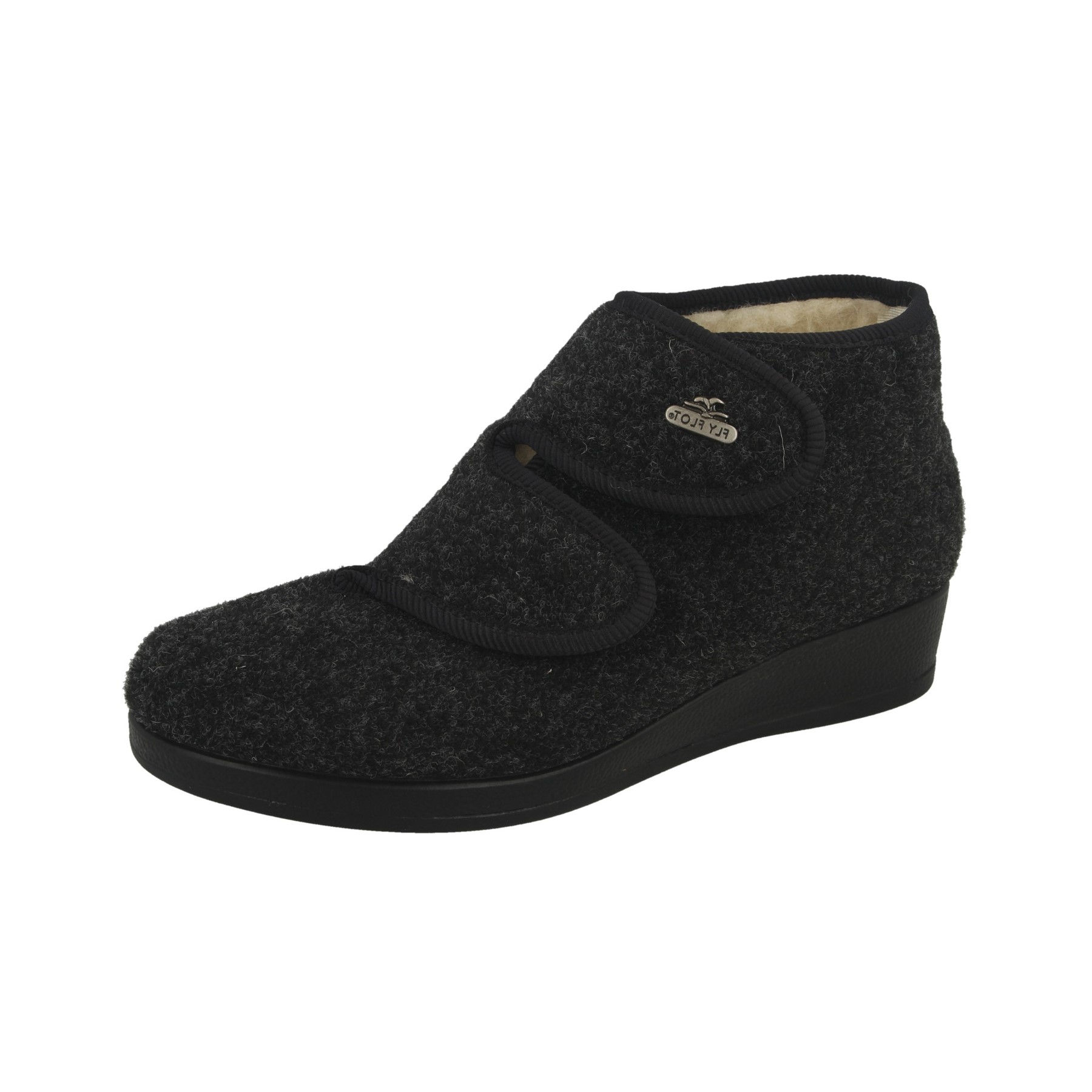 FlyFlot Damen Pantoffel Hausschuh in schwarz