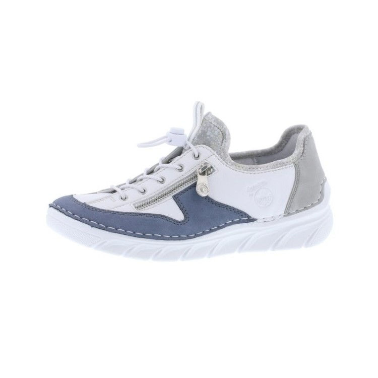 rieker® Damen Sneaker Halbschuh in jeans/weiss/cement