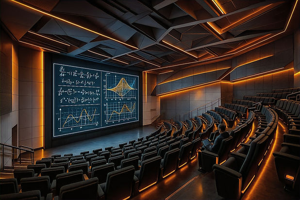 Aula de cálculo con pizarra futurista