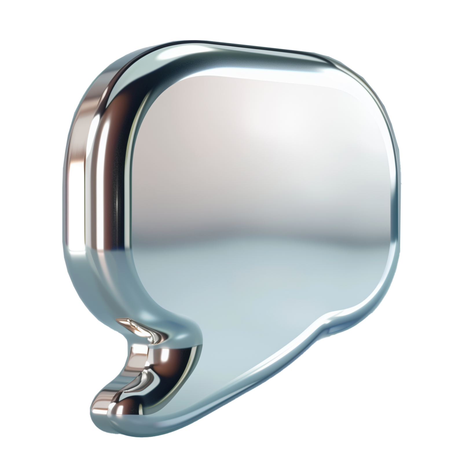 Metallic silver speech bubble on black background