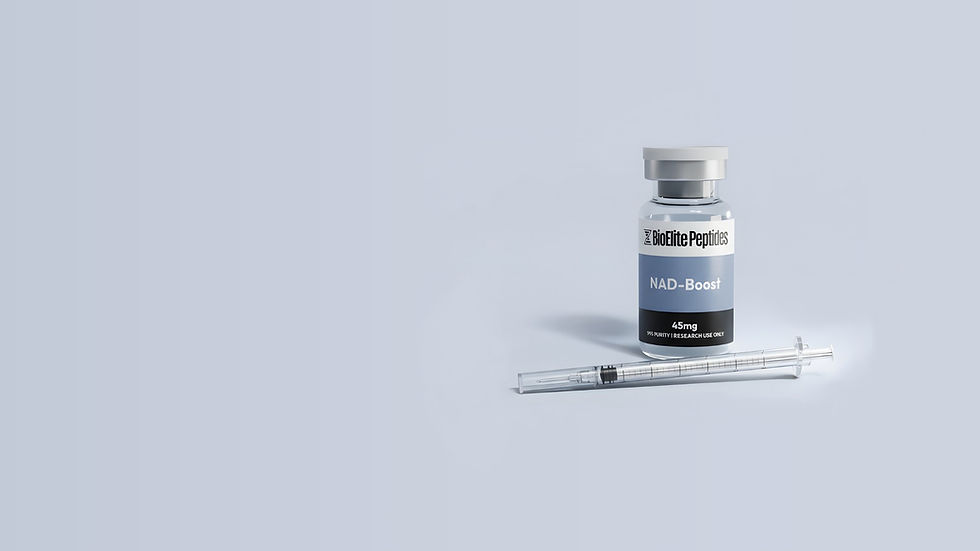 BioElite Peptides NAD research peptide with syringe