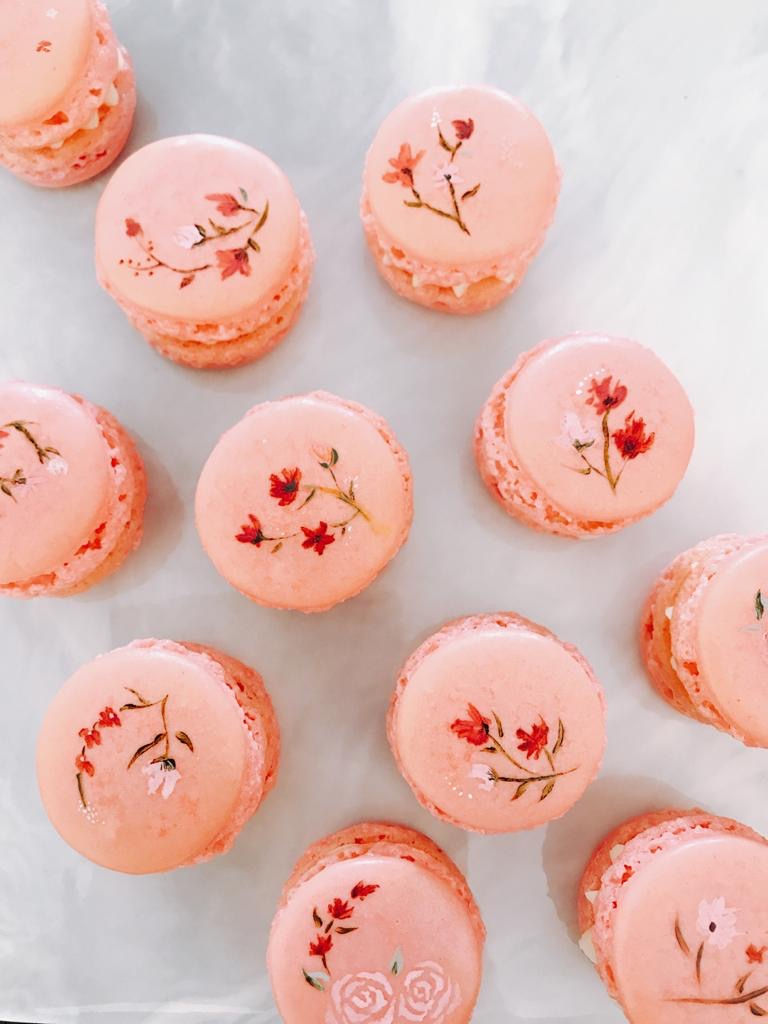 Rose Macarons w/ Lemon Ganche