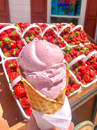 Close-up of a strawberry ice cream cone