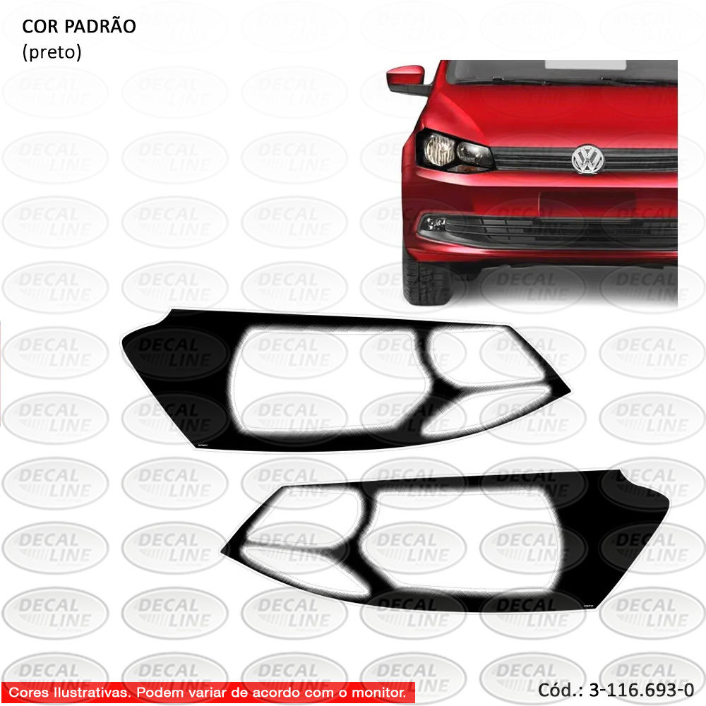 Aplique Farol Máscara Negra Adesiva Volkswagen Gol Voyage Saveiro G6