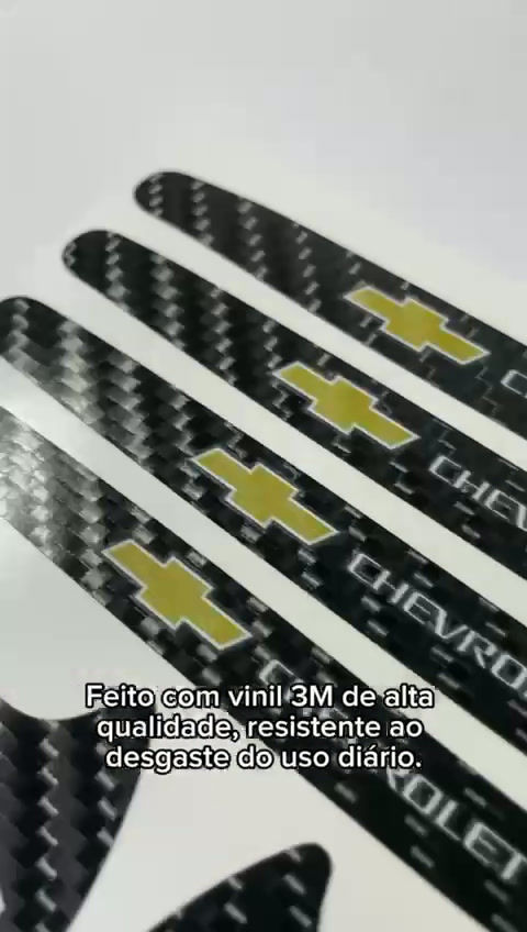 Miniatura: Kit 08 Adesivos Protetor De Maçaneta Porta Chevrolet Carbono