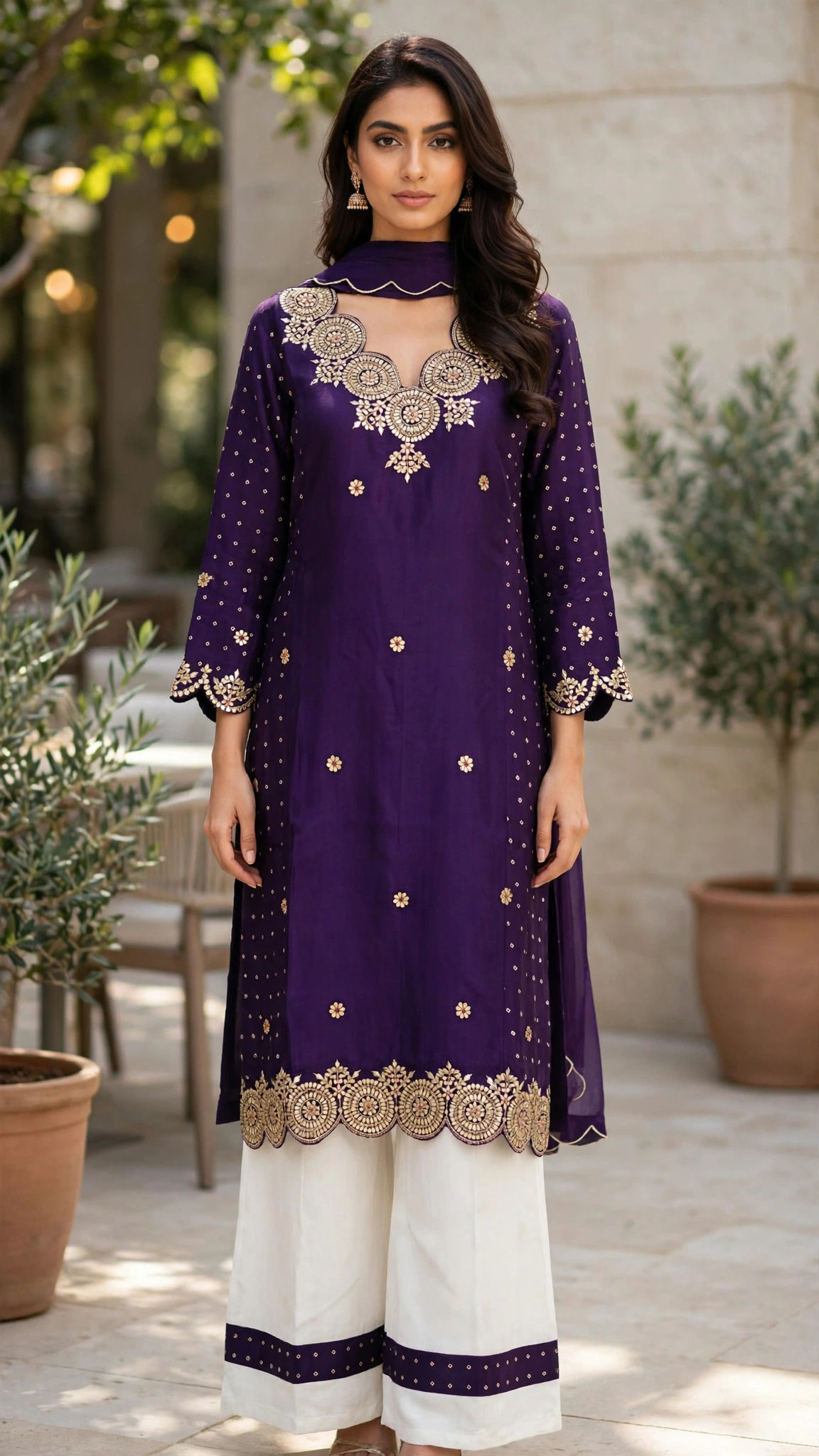 Rich Purple Antique Gotta Work Kurta Sets