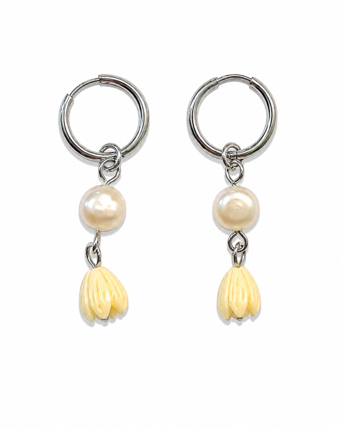 Pikake Flower and Pearl Earrings