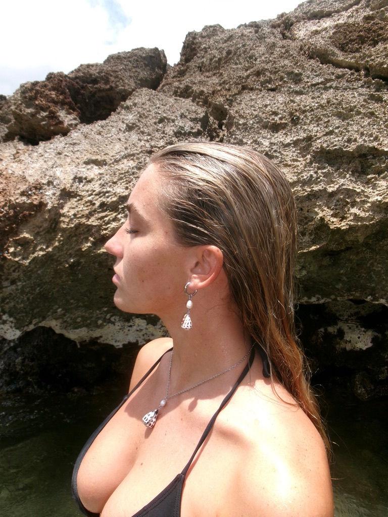 Thumbnail: Hebrew Cone and Pearl Earrings
