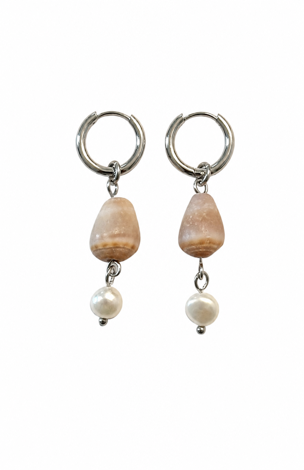 Abbreviated Cone and Pearl Earrings