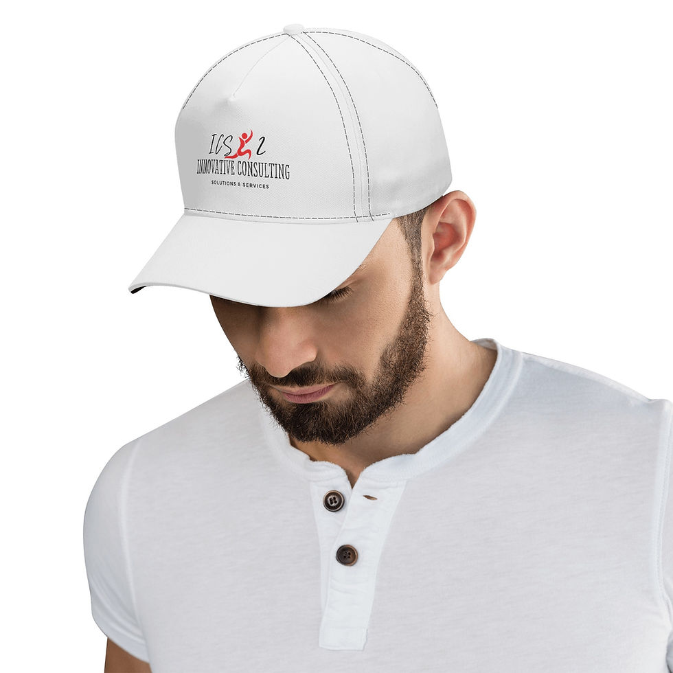 Thumbnail: ICS All White/ Black Logo Baseball Cap