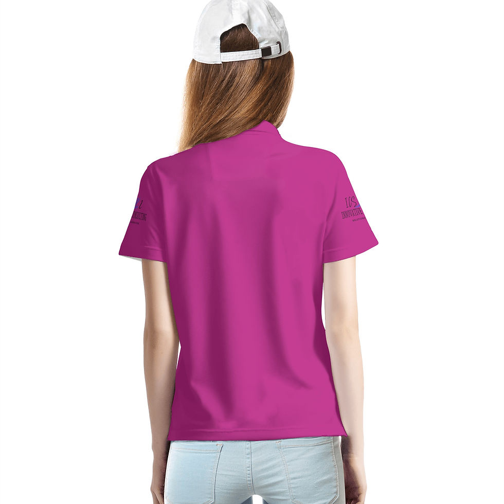Thumbnail: ICS2 Logo Sleeve Women's Fuchsia Polo Shirt