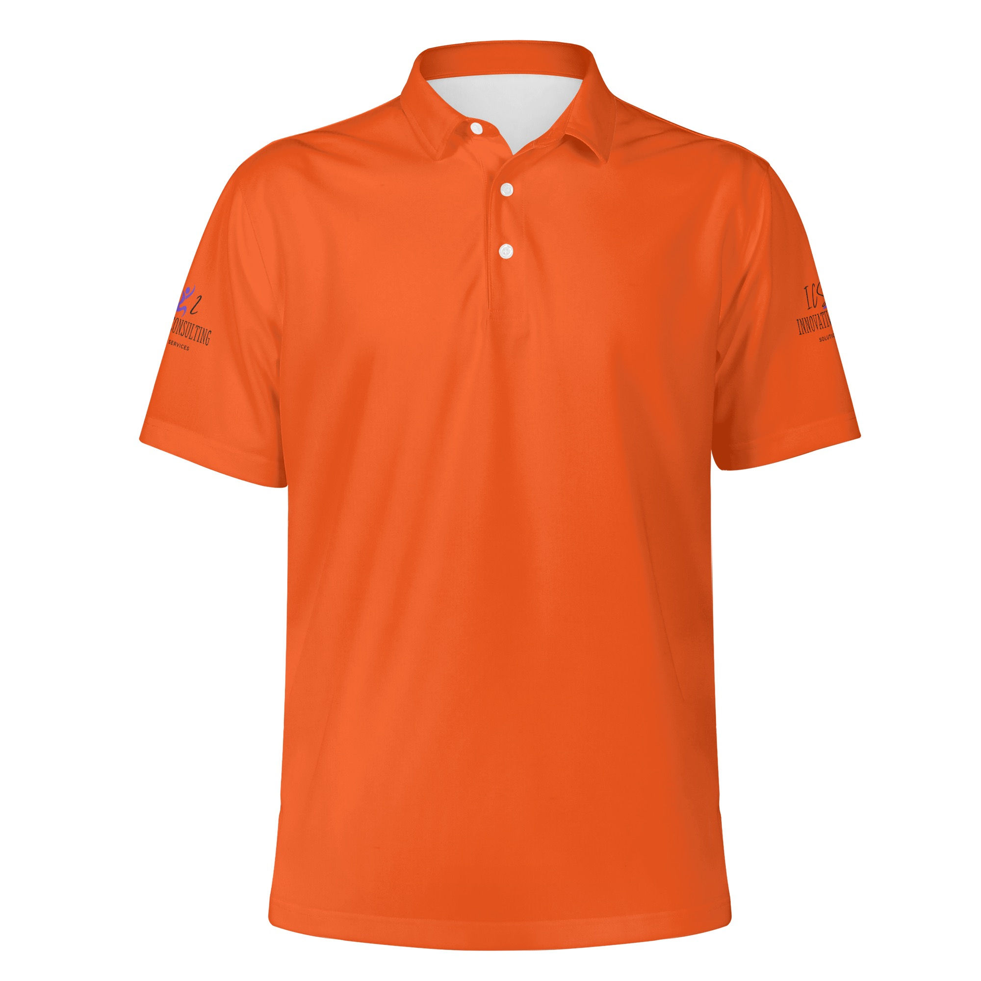 ICS2 Logo Sleeve Men's Tangerine Polo Shirt