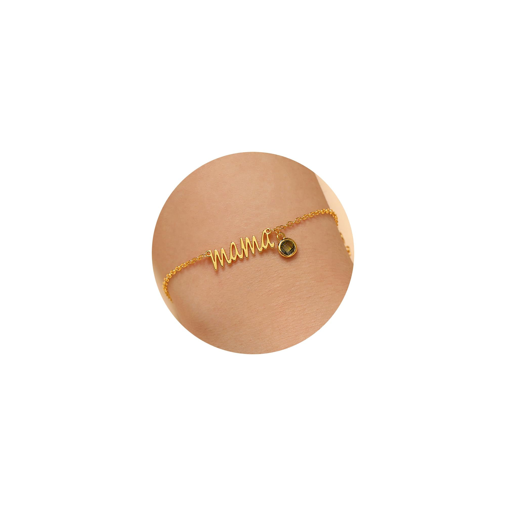 JSJOY Elegant Peridot Birthstone Bracelet for Mom