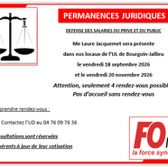 ⚖️Permanences juridiques à l’UD FO de Bourgoin-Jallieu