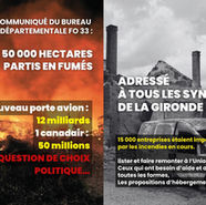 🔴Communiqué du Bureau de l’Union Départementale FO 33 : Près de 50 000 hectares partis en fumés