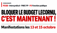 Communiqués FO38 - intersyndical - FNEC FP - FO Fonction publique : Bloquer le budget LECORNU, c'est maintenant !
