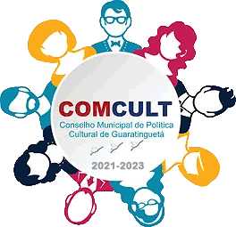Logotipo do COMCULT na forma circular com caracterização de rostos de vários biotipos