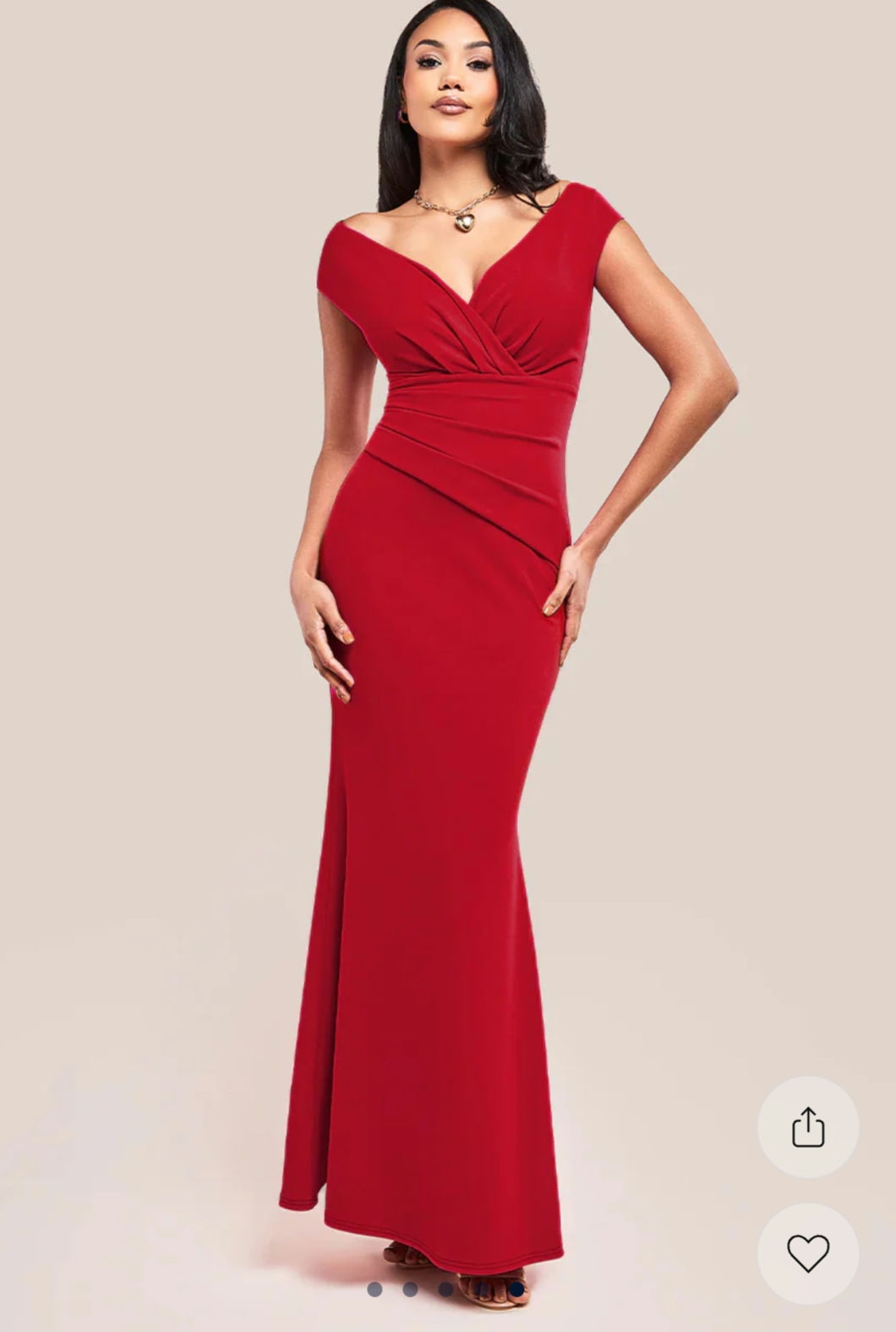Ruched Tummy Ball Gown - Red