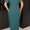 Thumbnail: Puffball sleeve, wrap midi dress - Green
