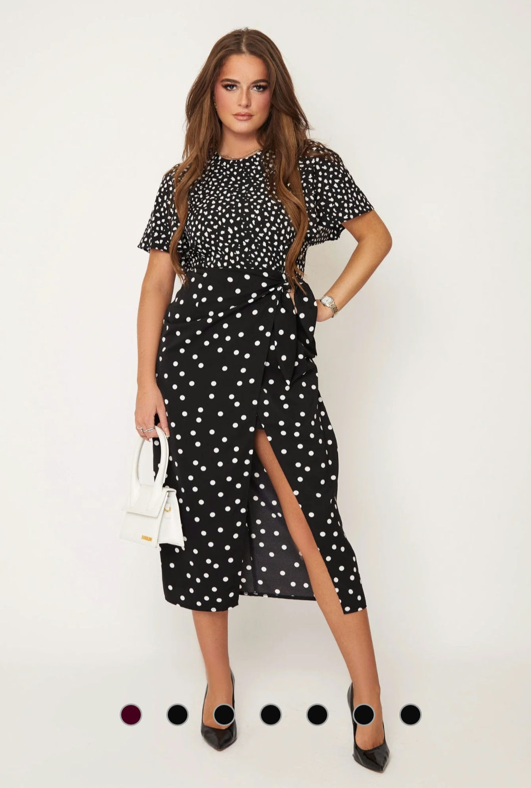 Mixed poka dot dress - Black and white