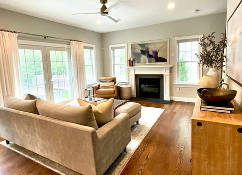 Living room and fireplace mantle