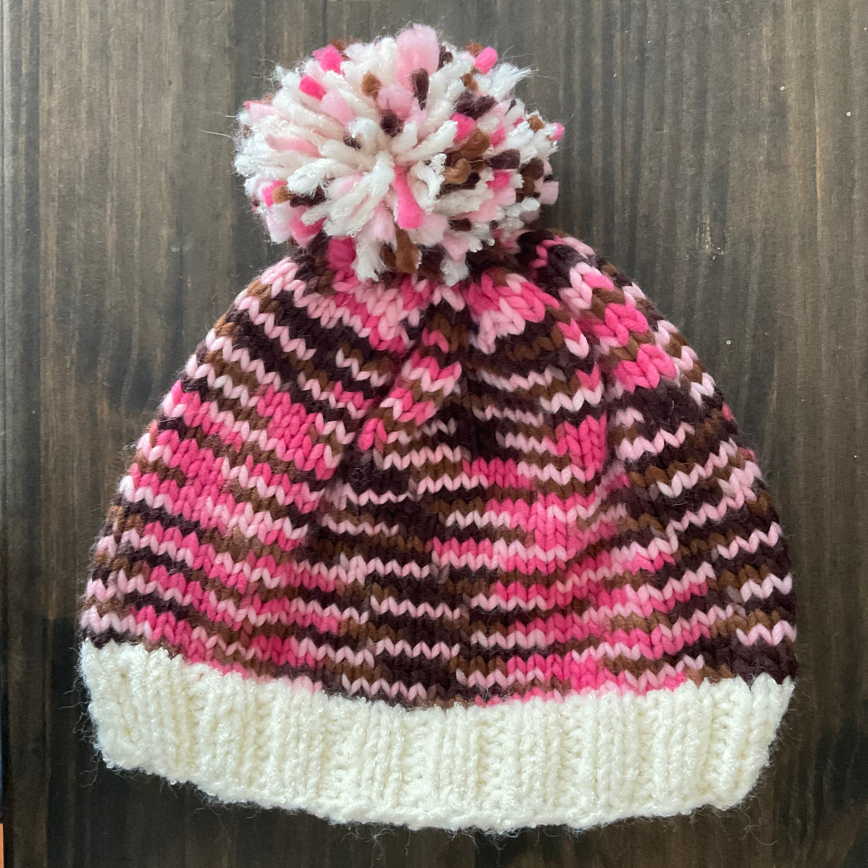 Pinks and browns pom hat