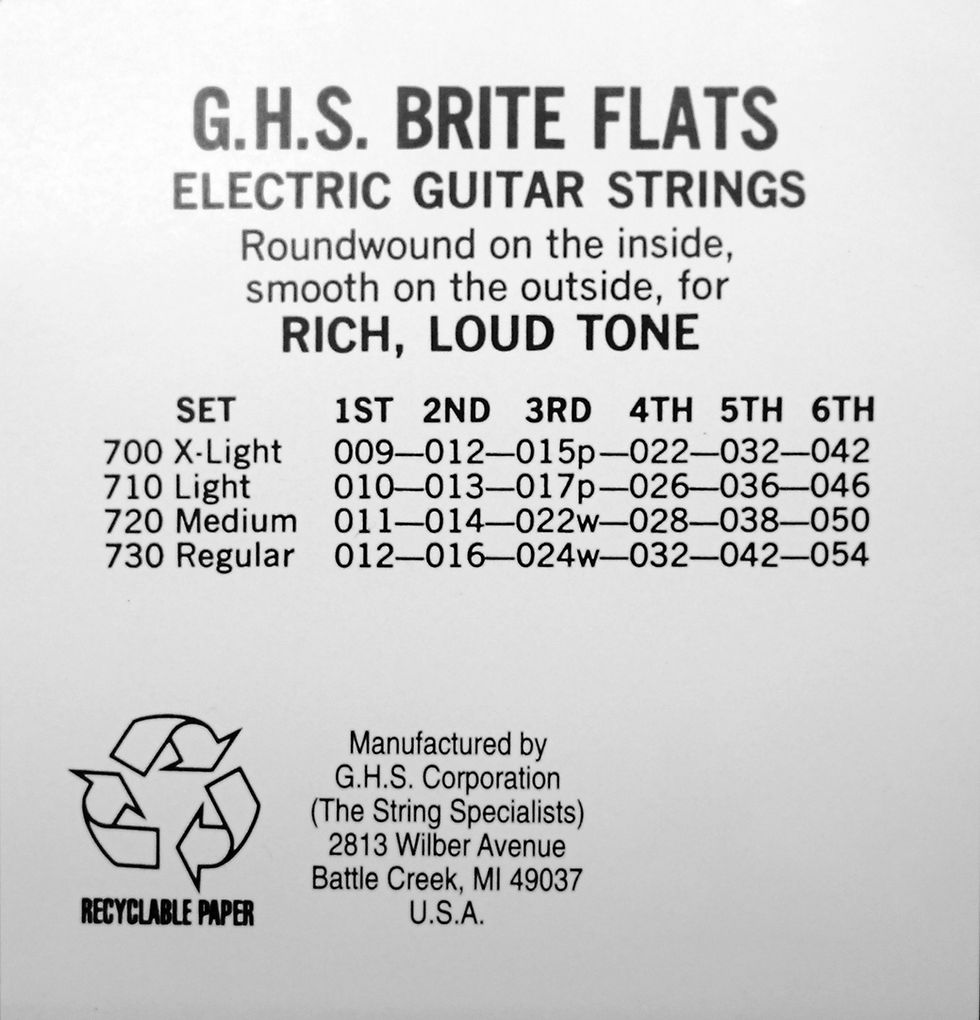 GHS Brite Flats Electric Guitar String 730 12-54 Flatwound
