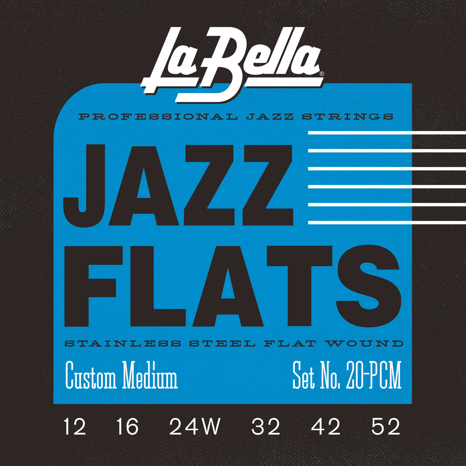 La Bella Jazz Flats Custom Medium 12-52 20-PCM Flatwound Guitar Strings