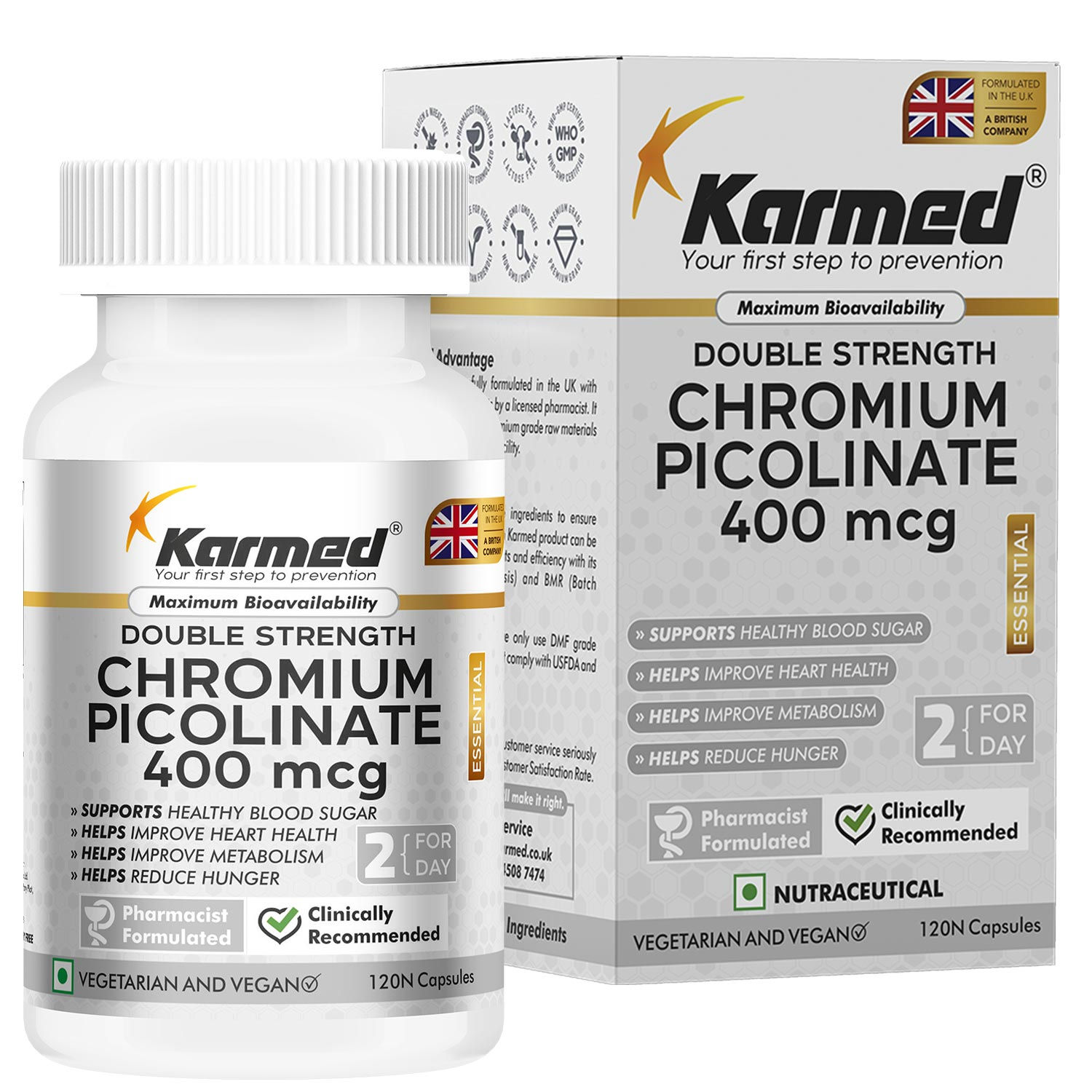 Chromium Picolinate 400 mcg, 100% Veg, 120 Capsules