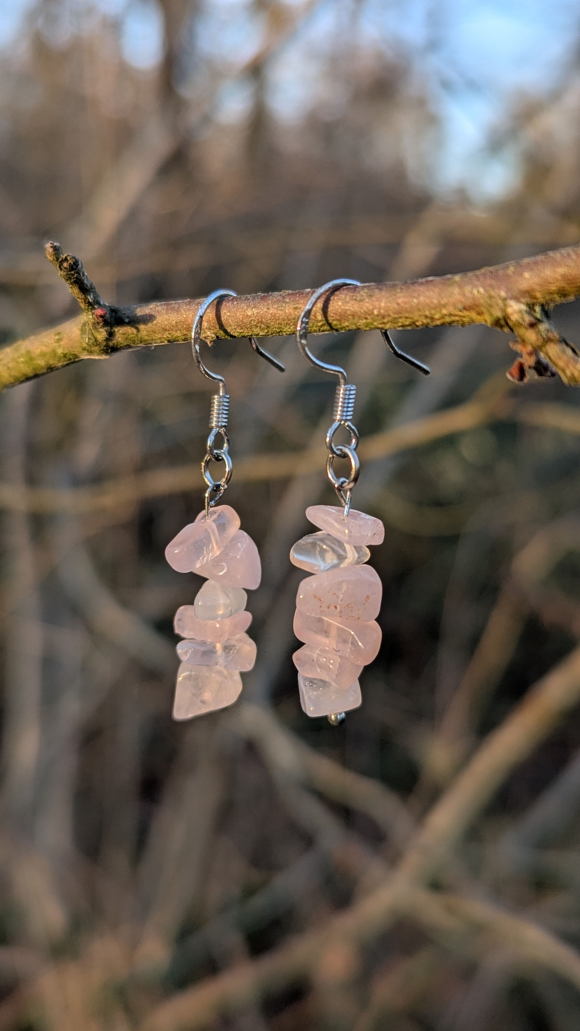 Rose quartz Sterling Silver Drop Earrings